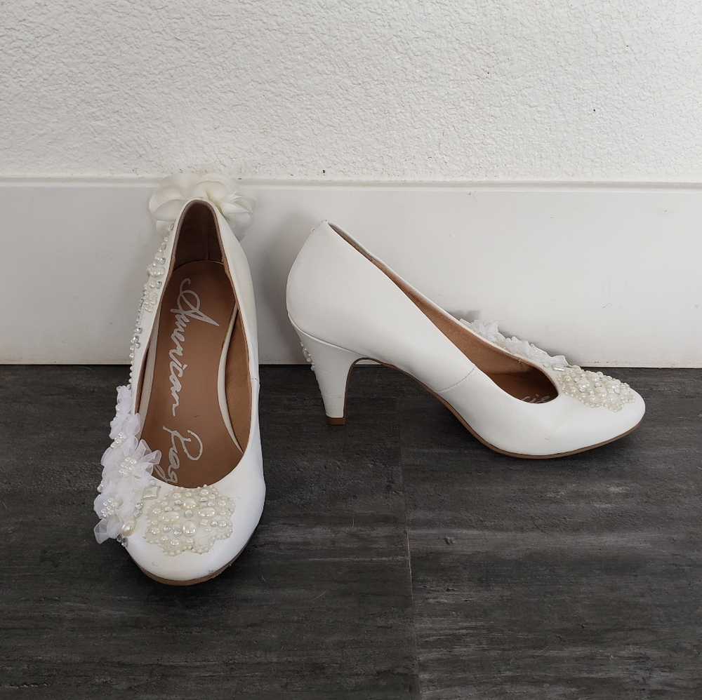 White Custom Bling Detailed American Rag Heels